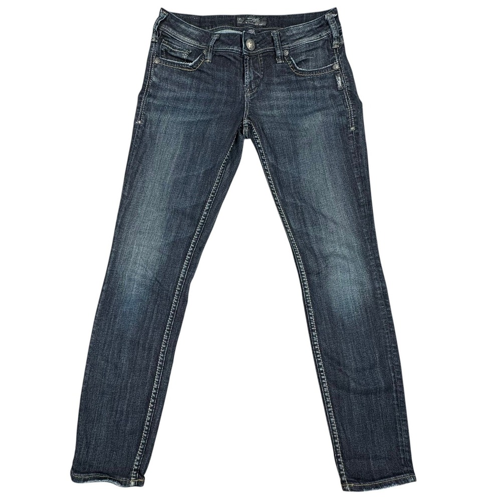 Silver Aiko Skinny Jeans Womens 29x29 Dark Wash Low Rise Cotton Stretch Denim